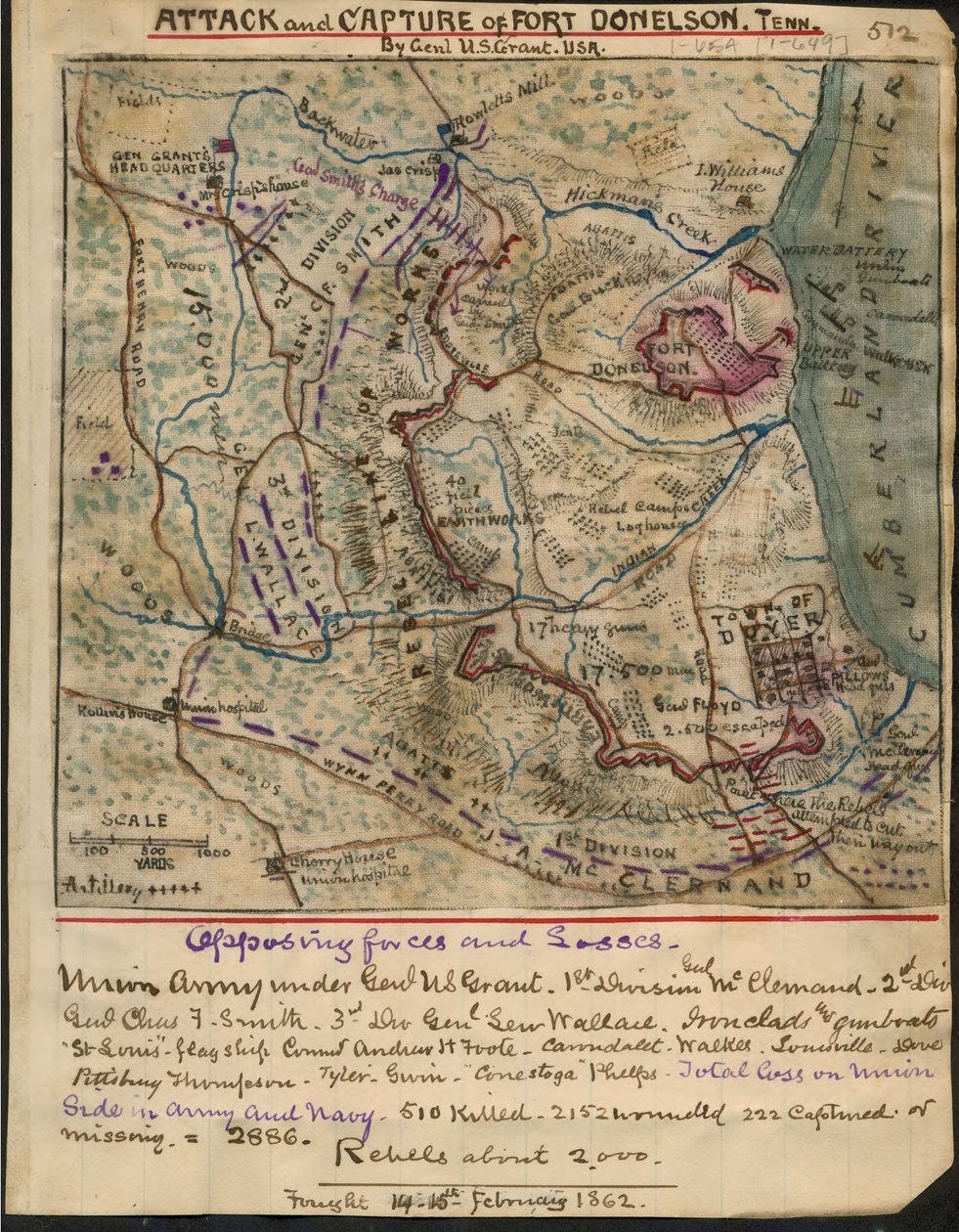 Anfall och erövring av Fort Donelson, Tenn. av general U.S. Grant U.S.A. LOC gvhs01.vhs00078 av Robert Knox Sneden