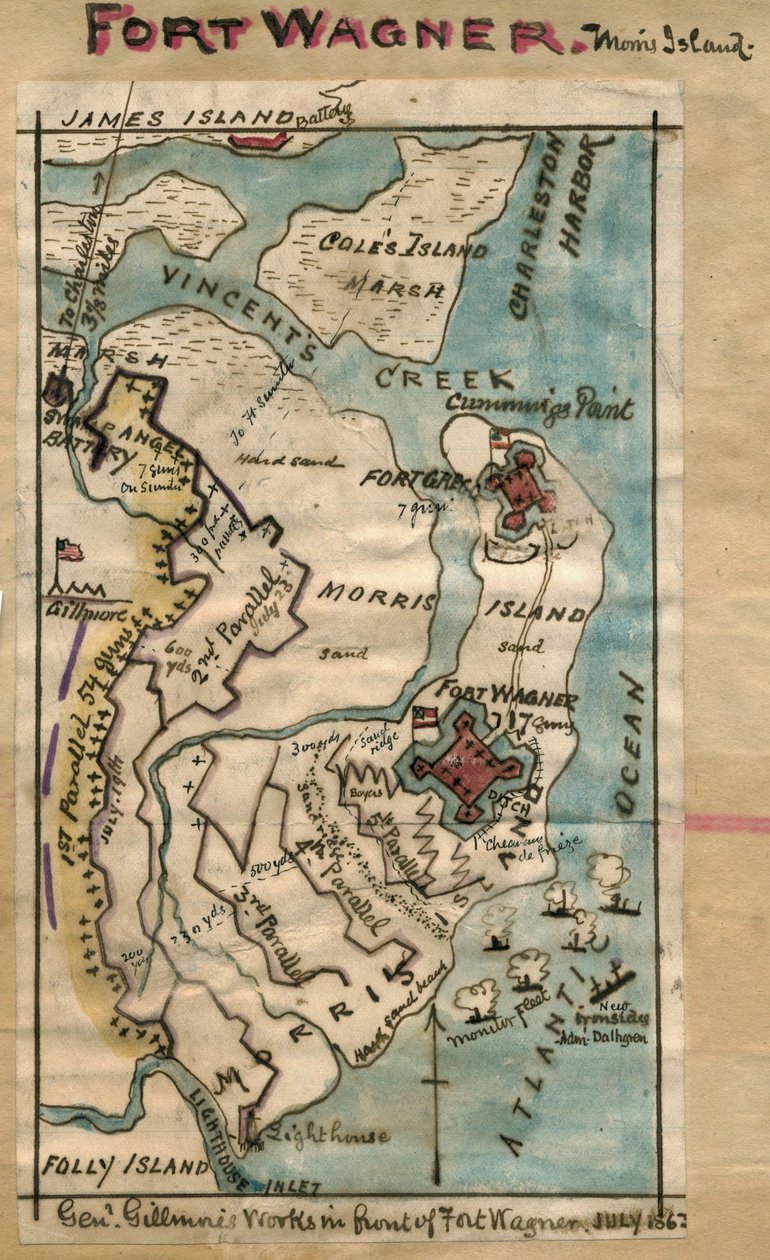 Fort Wagner. Morris Island LOC gvhs01.vhs00230 av Robert Knox Sneden