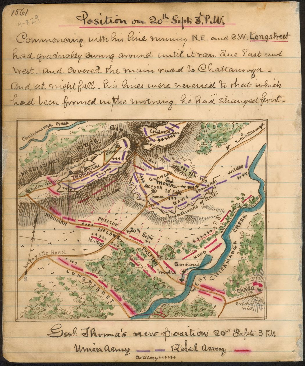 General Thomas nya position 20 septr. kl. 15.00 LOC gvhs01.vhs00159 av Robert Knox Sneden