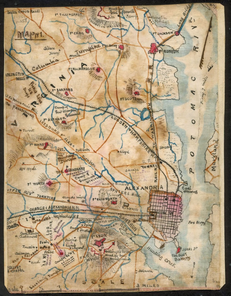 Karta över Alexandria, Virginia LOC gvhs01.vhs00032 av Robert Knox Sneden