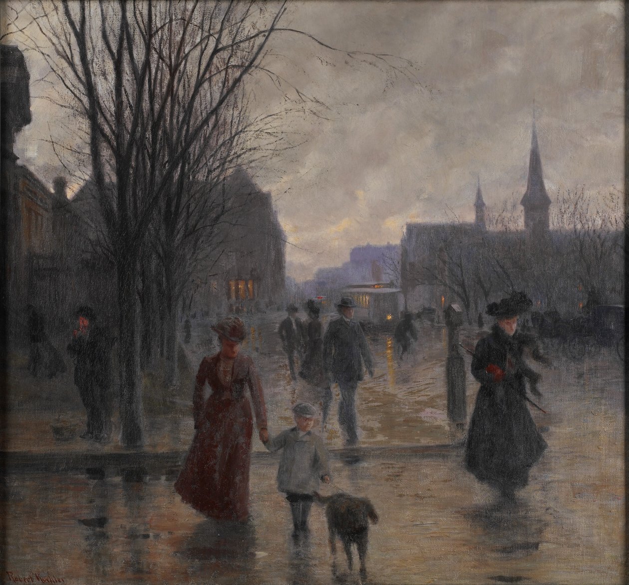 Regnig kväll på Hennepin Avenue, c.1902 av Robert Koehler