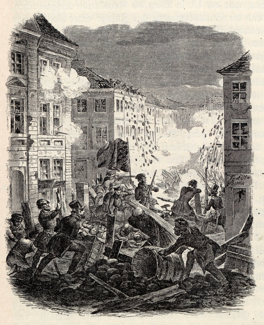Barrikadstrider vid Cölln Townhall i Berlin natten mellan den 18 och 19 mars 1848. av Robert Kretschmer