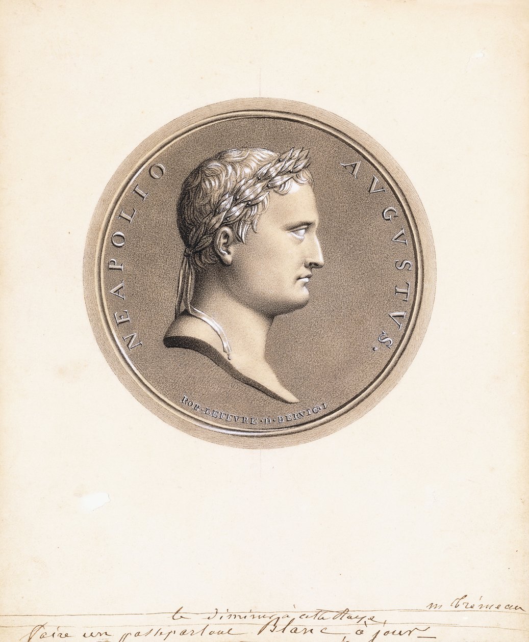 Kejsar Napoleon I, i profil till höger - En design för en medalj av Robert Lefevre