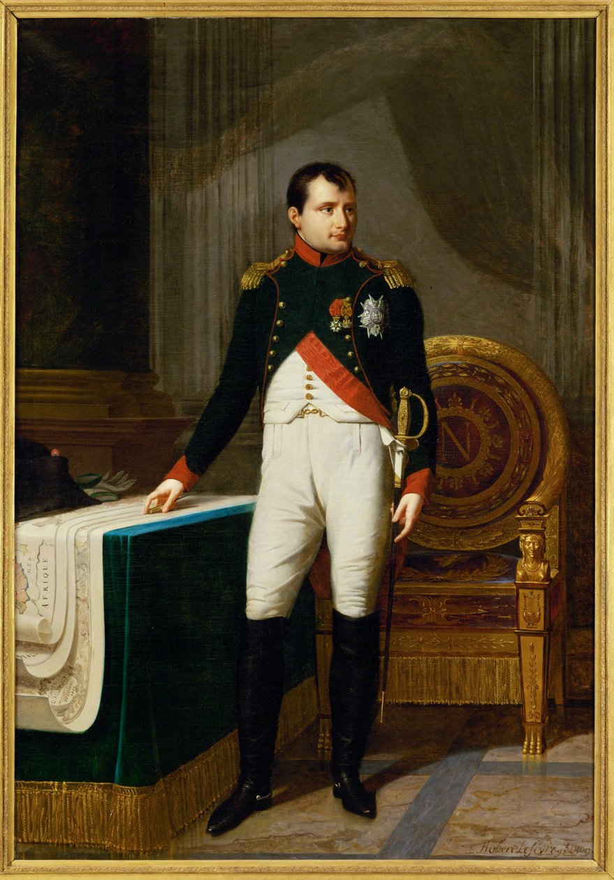 Kejsar Napoleon I som överste i Chasseurs a cheval de la garde ... (målning på duk) av Robert Lefevre