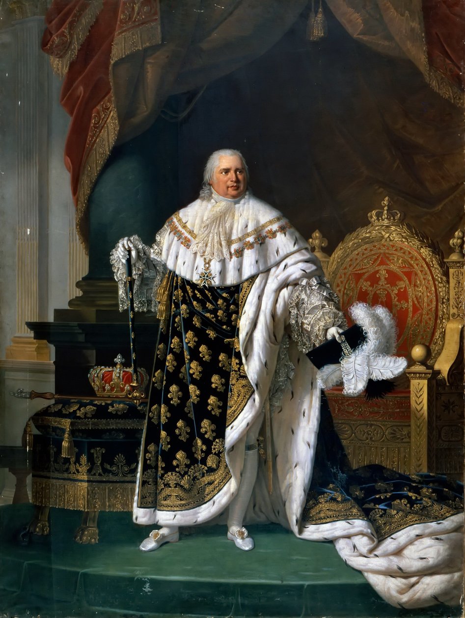 Porträtt av Ludvig XVIII 1755-1824 i kröningsdräkt av Robert Lefevre