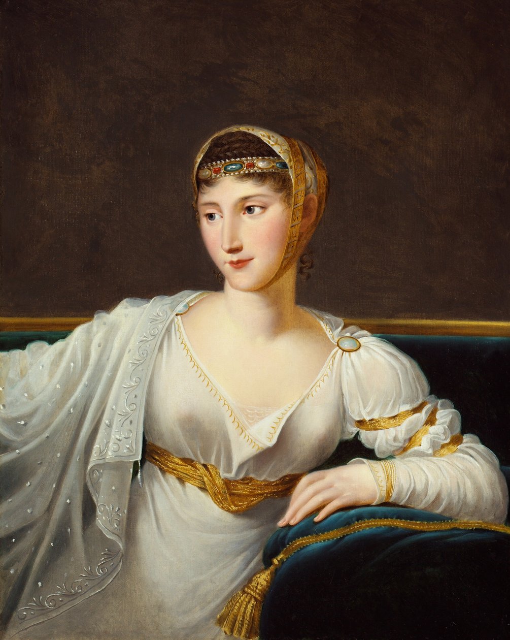 Porträtt av prinsessan Pauline Borghese, fru till general Leclerc (olja på duk) av Robert Lefevre