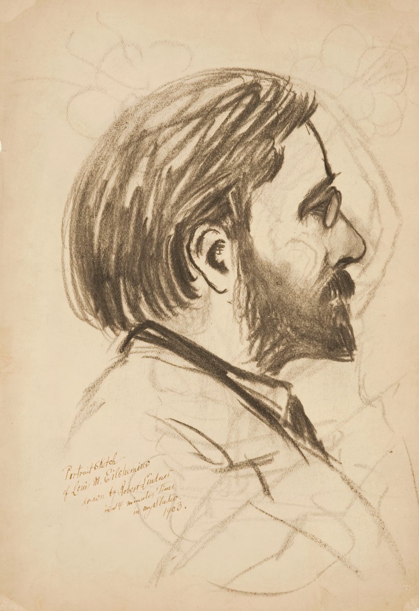 Porträttskiss av Louis M. Eilshemius, 1903. av Robert Lindner