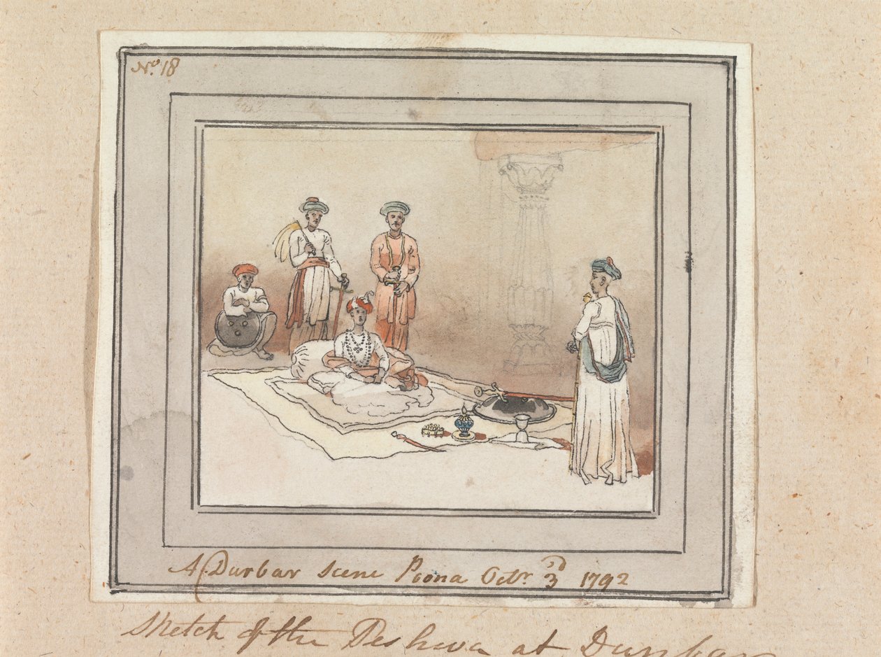 A Durbar Scene, Poona, 3 oktober 1792 av Robert Mabon