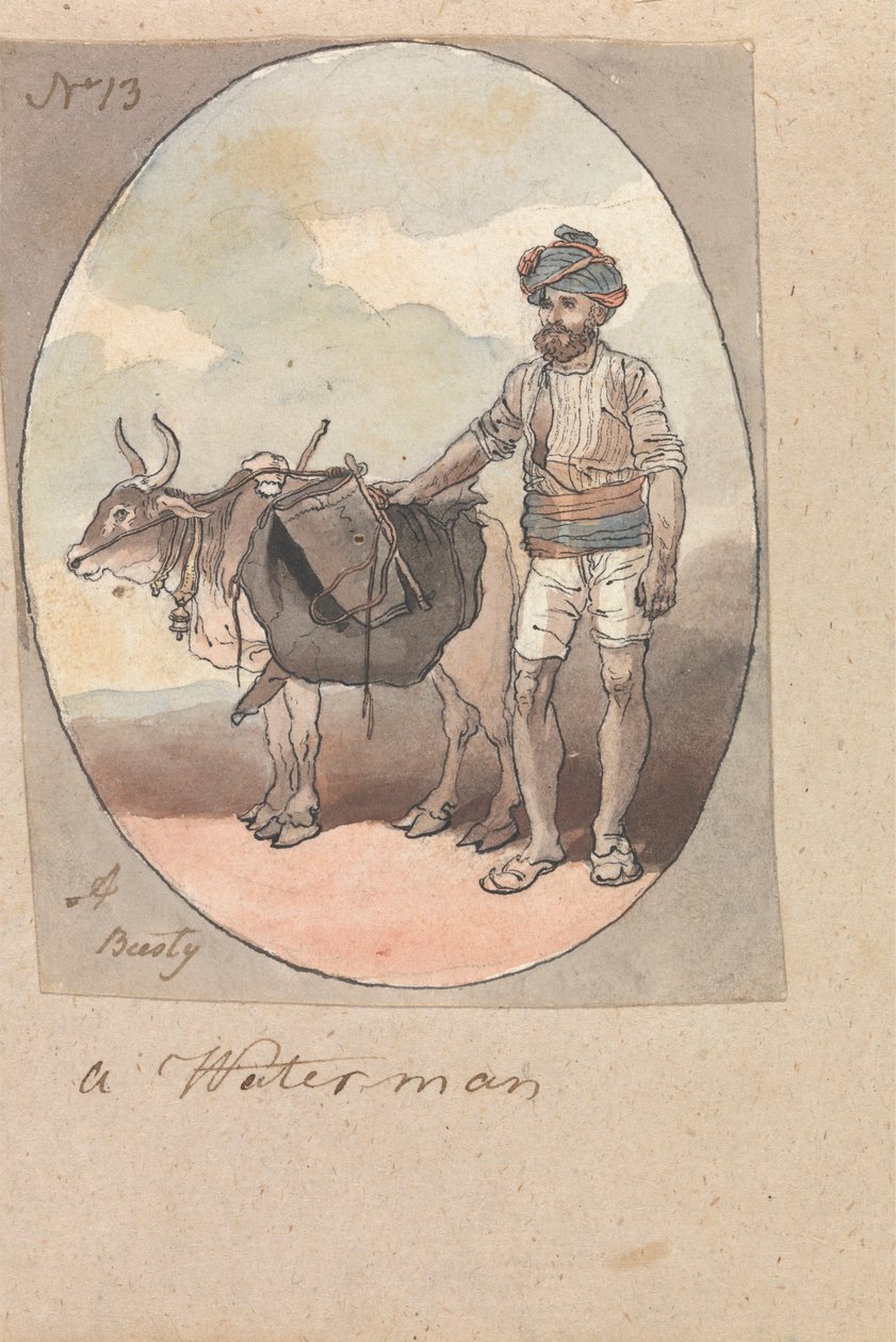 En vattenman med sin oxe eller tjur av Robert Mabon