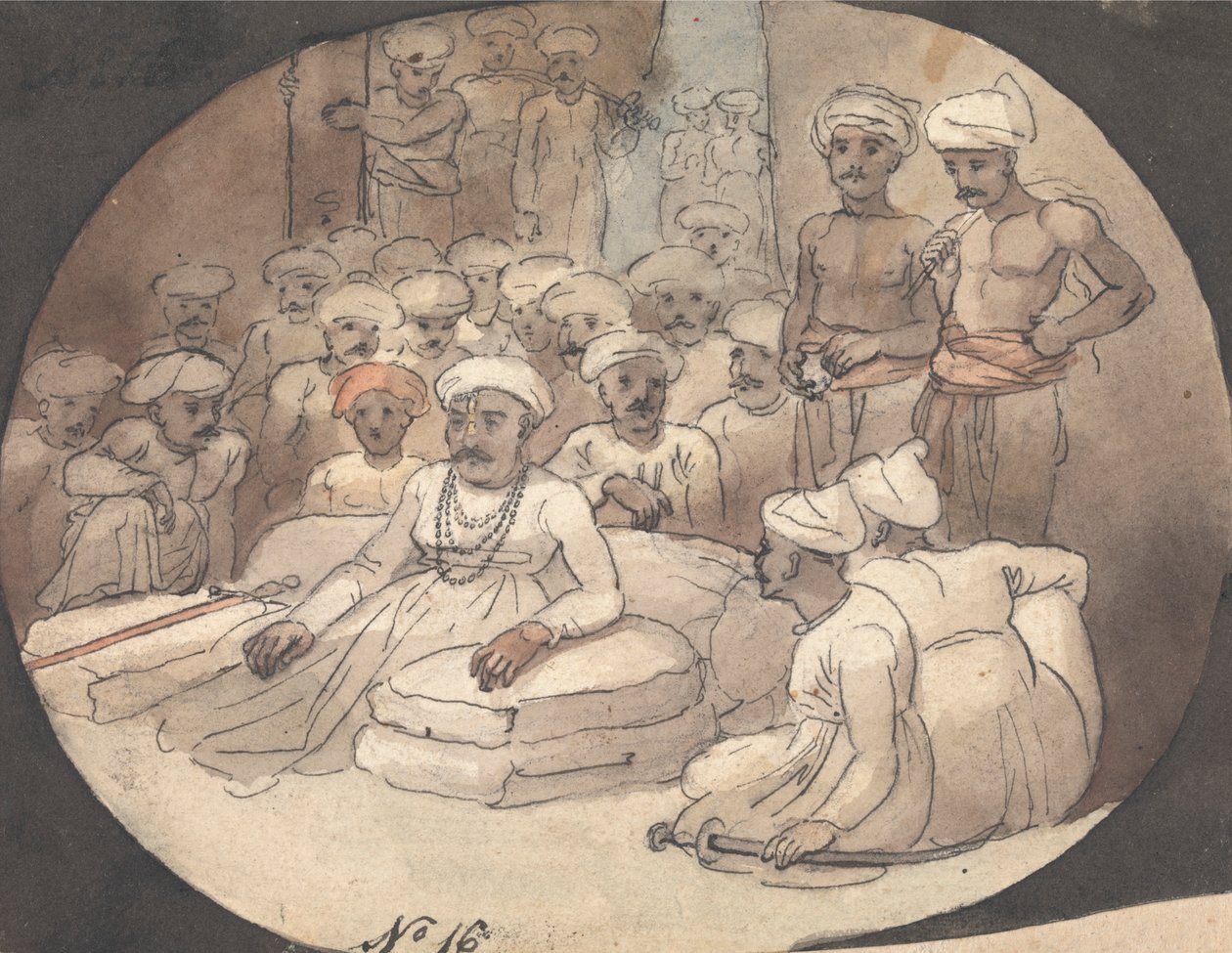 Skiss av Mahadji Scindia i hans tält av Robert Mabon