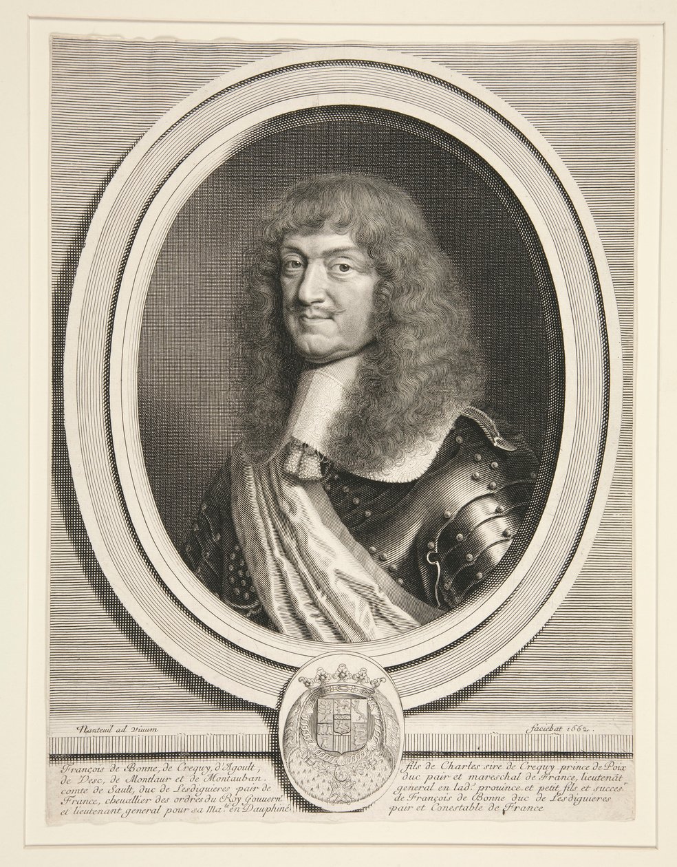 Francois de Bonne, Le Mar?chal de Cr?qui, duc de Lesdigui?res (marskalk av Cr?qui, hertig av Lesdigui?res) (1624-1687) av Robert Nanteuil