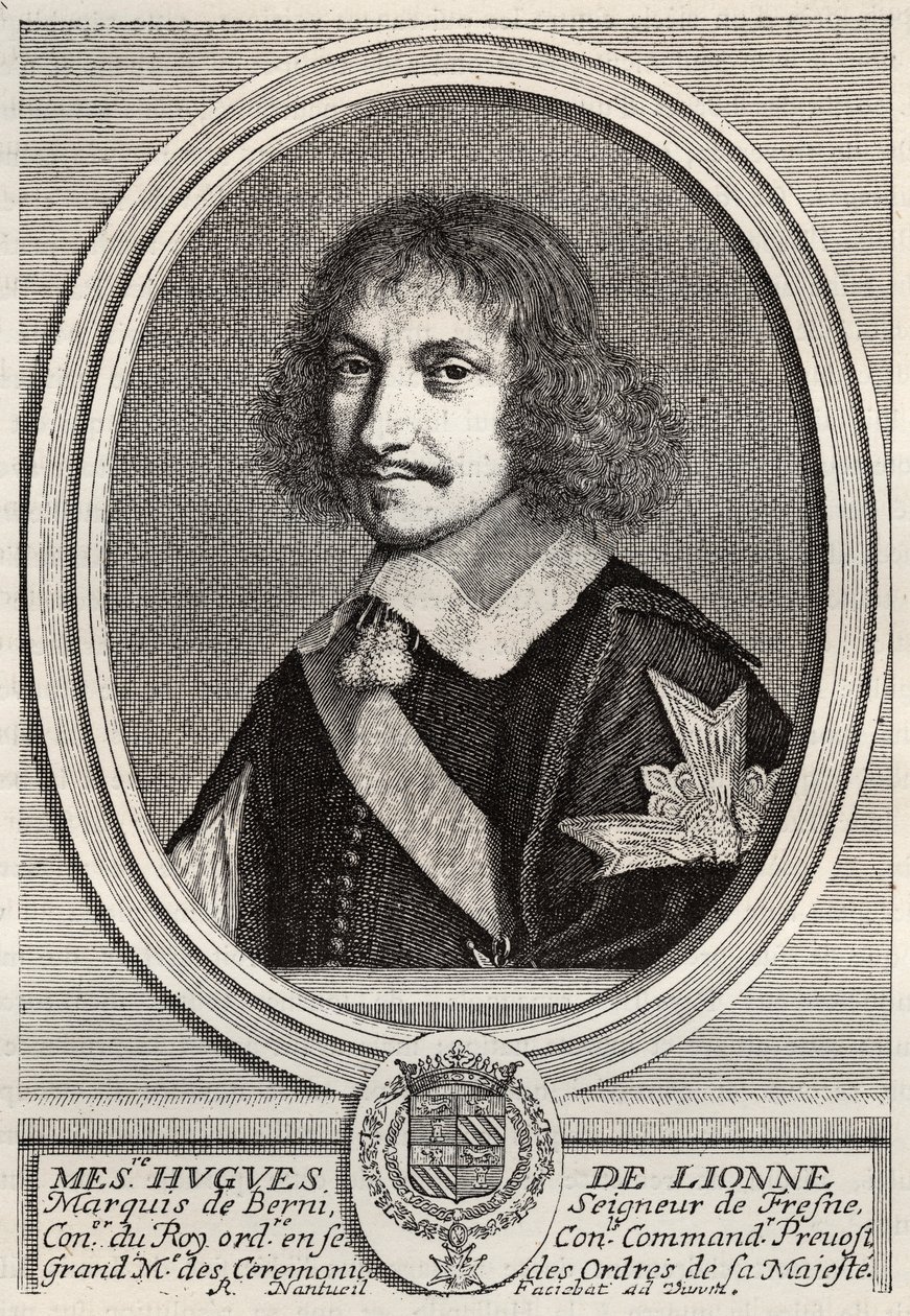 Hugues de Lionne (1611 - 1671), markis de Fresnes, Lord of Berny, var en diplomat och statsminister under Ludvig XIV. Gravyr av Robert Nanteuil. Privat samling. av Robert Nanteuil