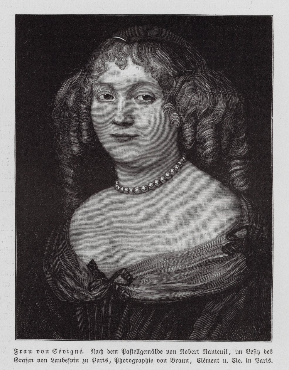 Madame de Sevigne, fransk författare (gravyr) av Robert Nanteuil