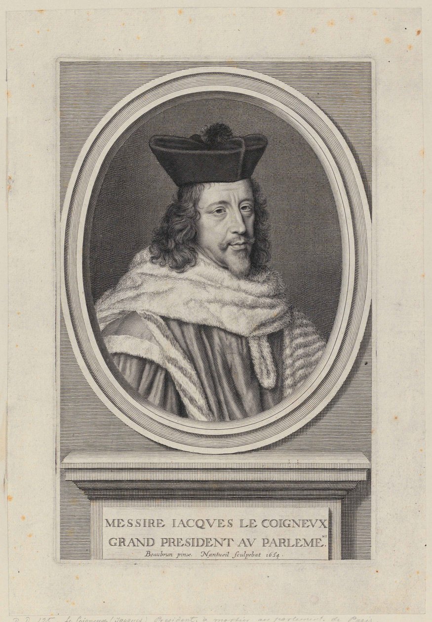 Porträtt av Jacques Le Coigneux av Robert Nanteuil