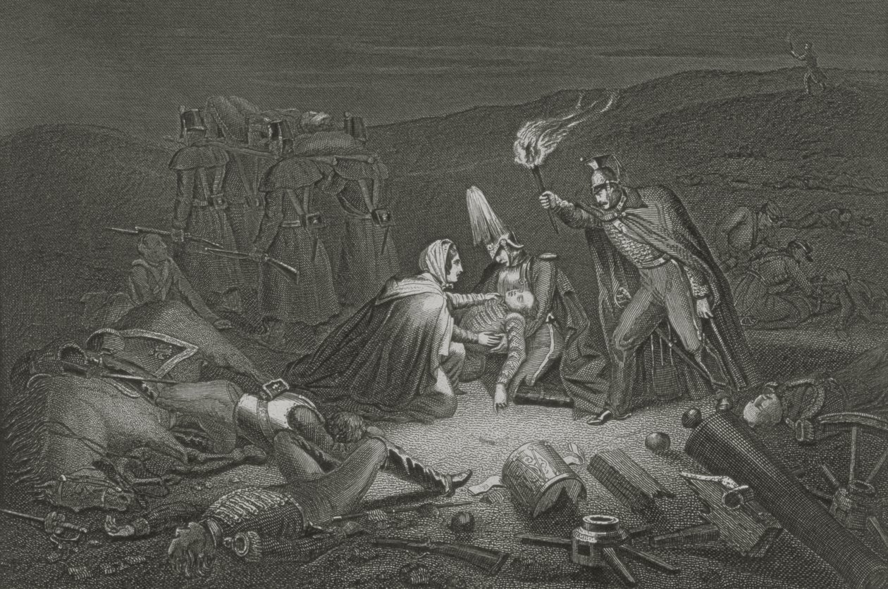 The Battle Field of the Alma, the Night after the Battle, graverad av D.J. Pund av Robert Neal Hind