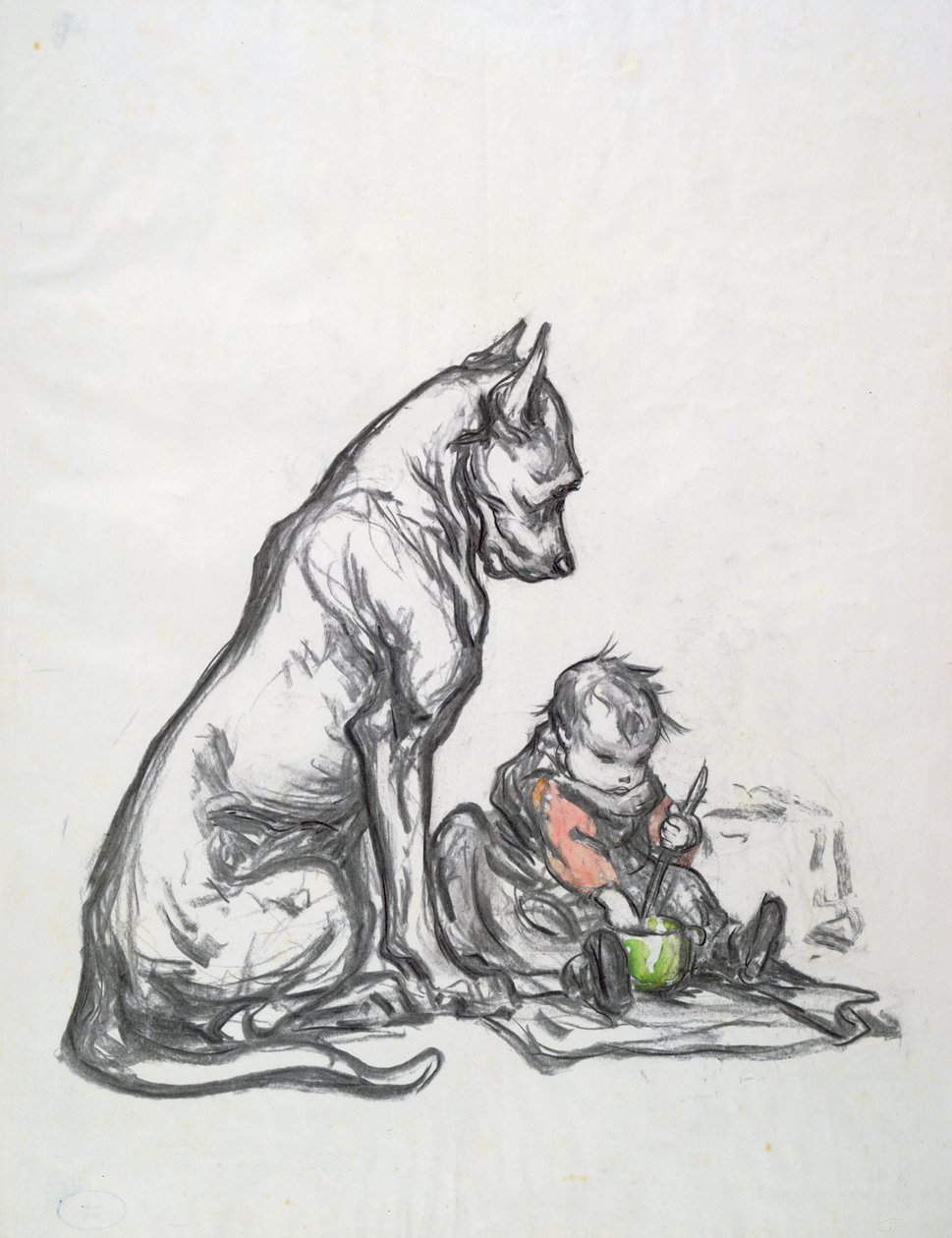 Hund och barn, tidigt 1900-tal av Robert Noir