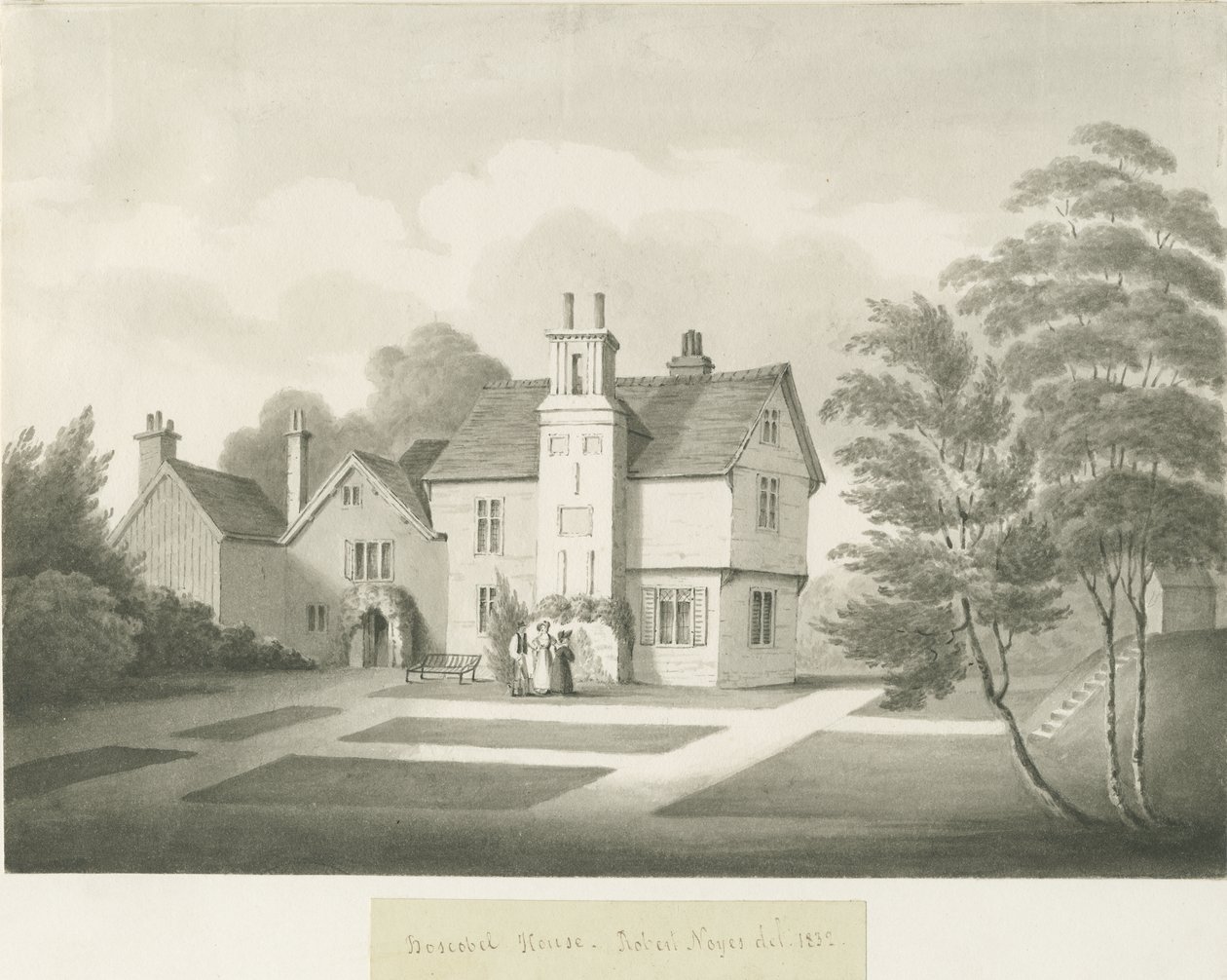 Boscobel House: sepiatvätt av Robert Noyes