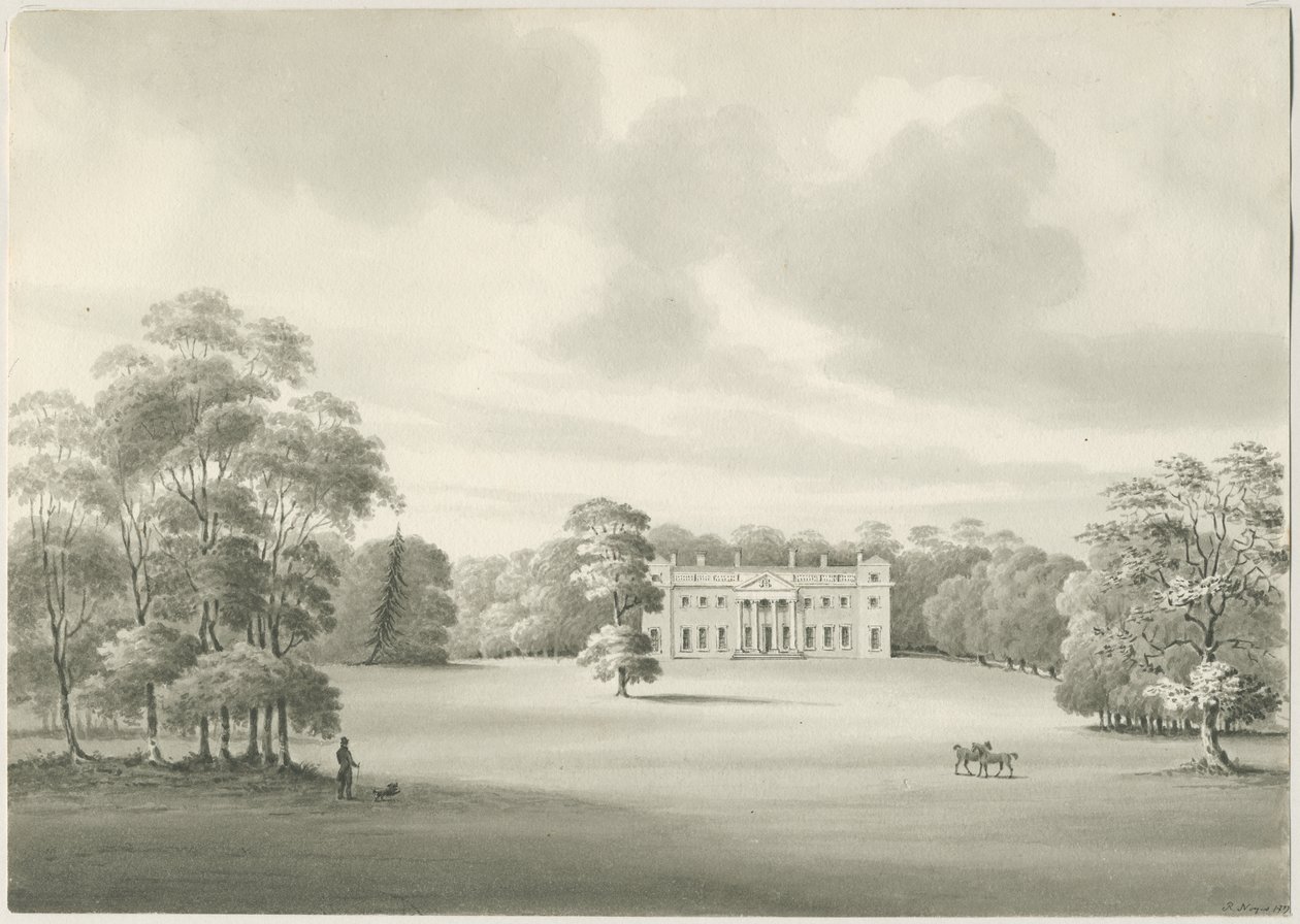 Chillington Hall: sepiateckning av Robert Noyes