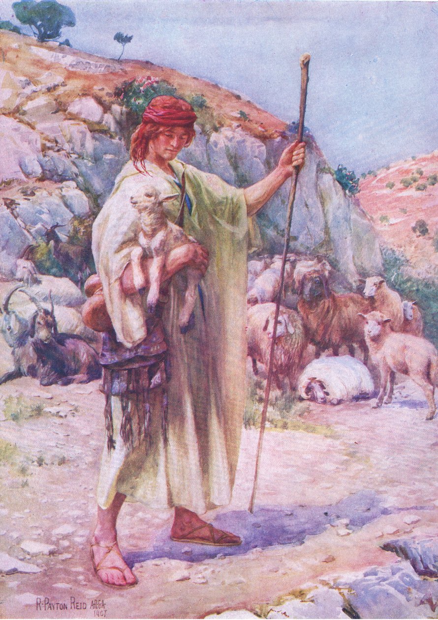 Herden David, från The Bible Picture Book utgiven av Thomas Nelson, ca 1950 (litho) av Robert Payton Reid