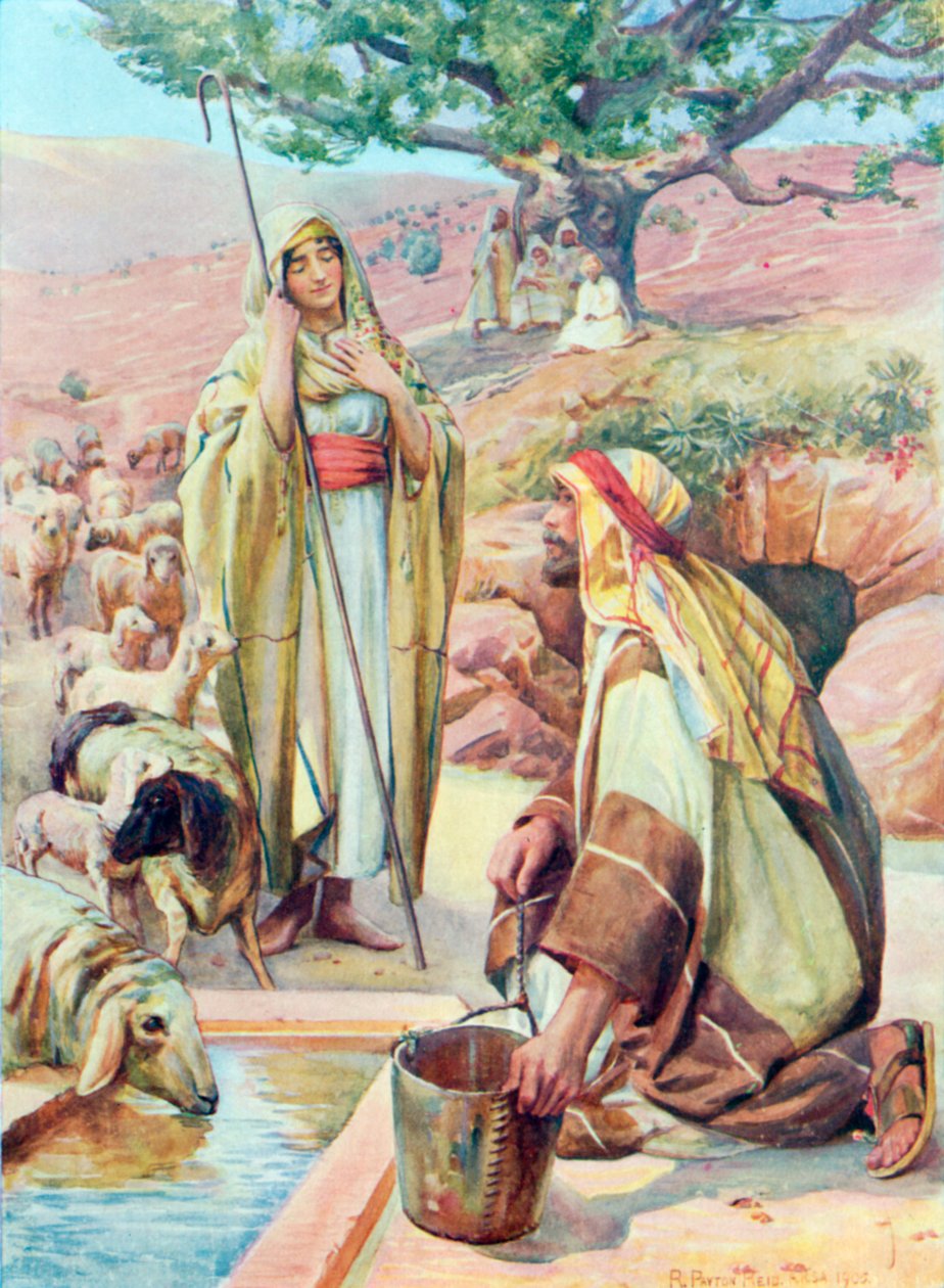 Rachel vid brunnen (färglitografi) av Robert Payton Reid