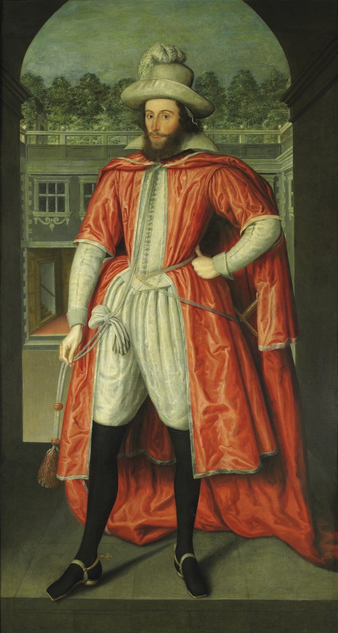 Porträtt av William Pope, 1:e earl av Downe 1573-1631 som riddare av badet, ca. 1610 av Robert Peake the elder