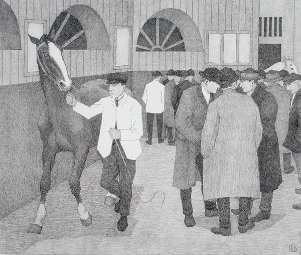 Hästhandlare på Barbican (Barbican No.2) 1921 (litho) av Robert Polhill Bevan