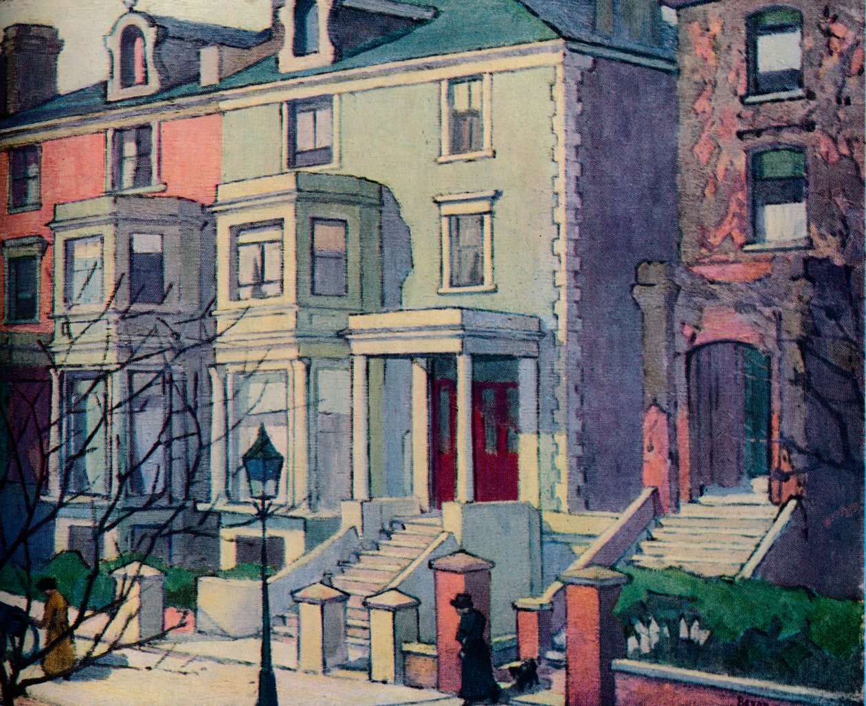 Hus i Sunlight, Hampstead, 1900-talet av Robert Polhill Bevan
