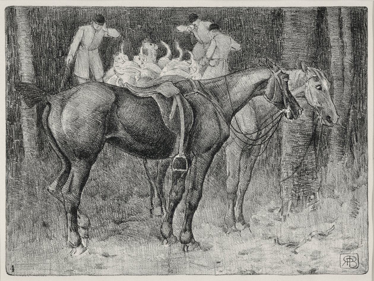 Jaktscen (litho) av Robert Polhill Bevan