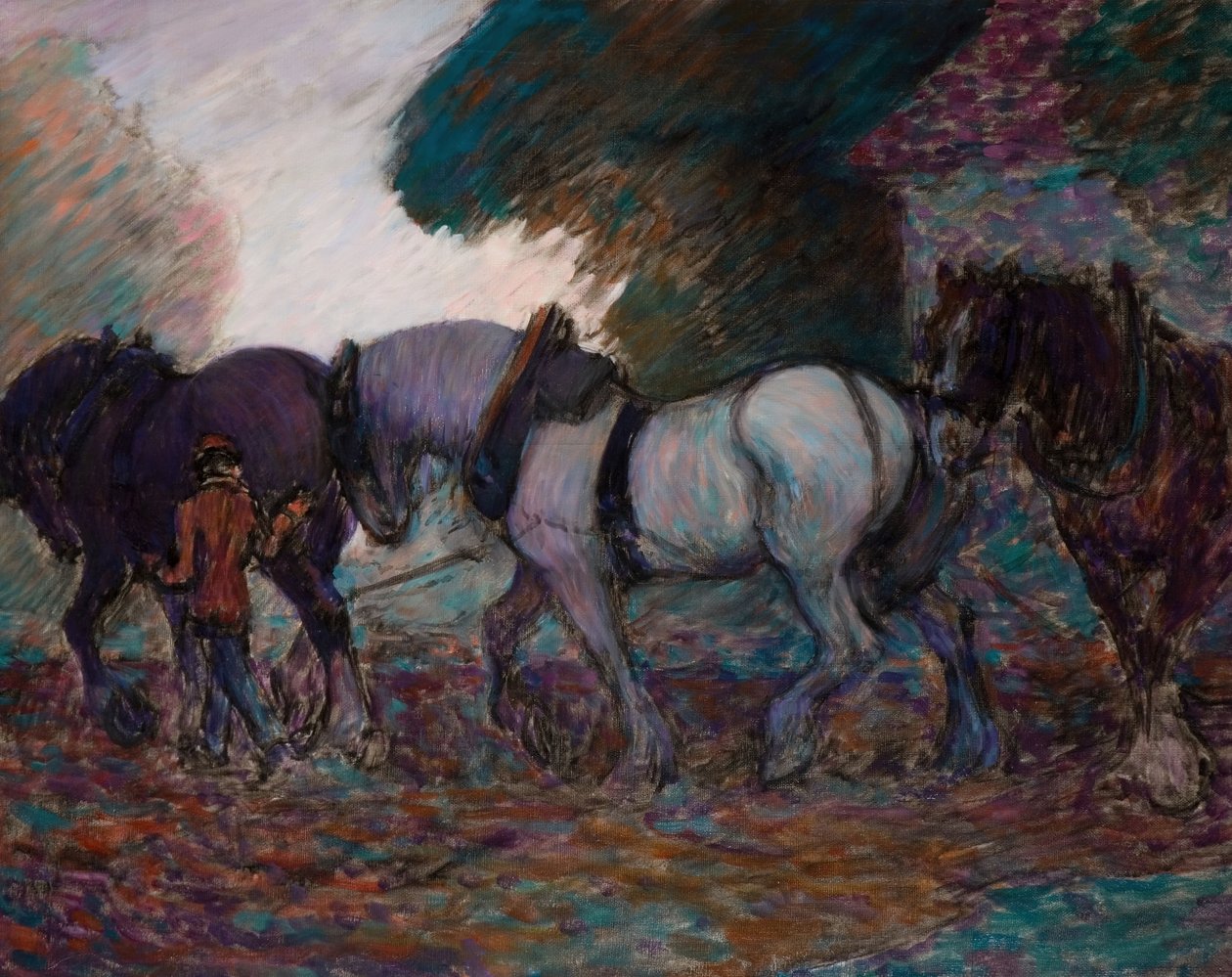 Plöjningsteamet, Dawn, 1906. av Robert Polhill Bevan