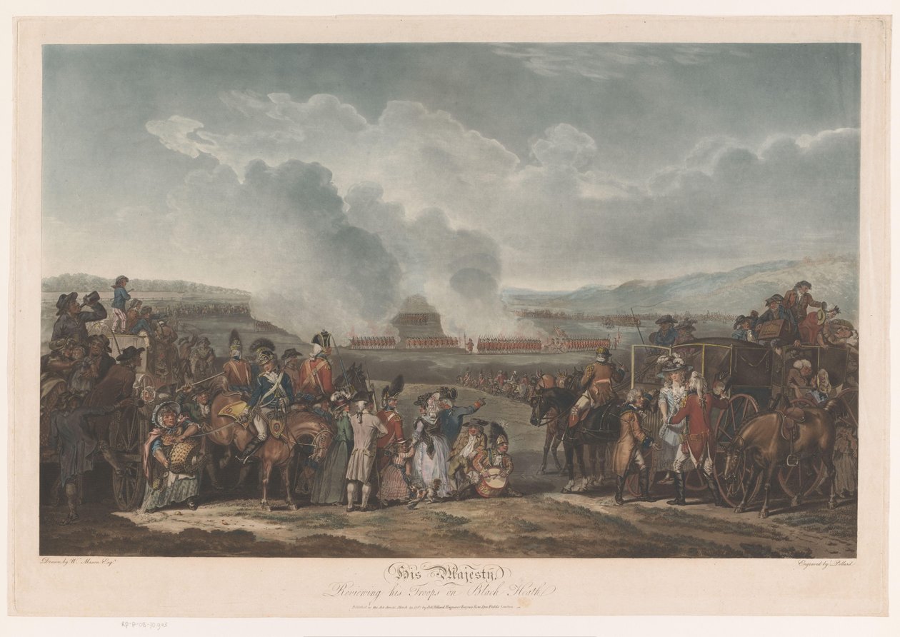 George III tittar på sina trupper vid Blackheath Hans Majestät, granskar sina trupper på Black Heath (titel på objekt) av Robert Pollard (I)