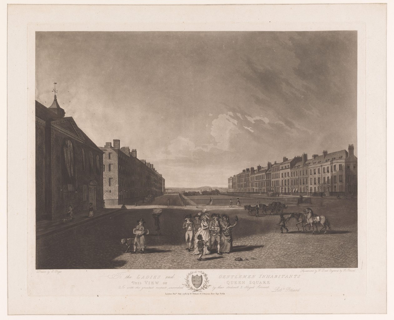 Utsikt över Queen Square i London Utsikt över Queen Square (titel på objekt) av Robert Pollard (I)