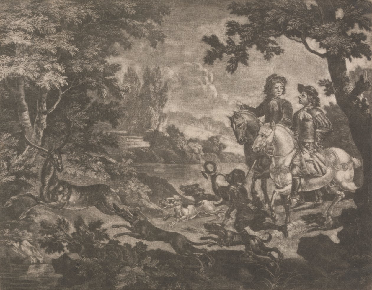 Jägare som jagar en hjort av Robert Robinson