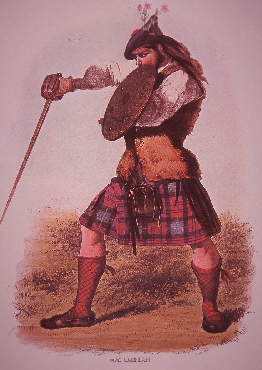 Warrior of the Clan MacLachlan, graverad av L. Dickinson av Robert Ronald (after) McIan