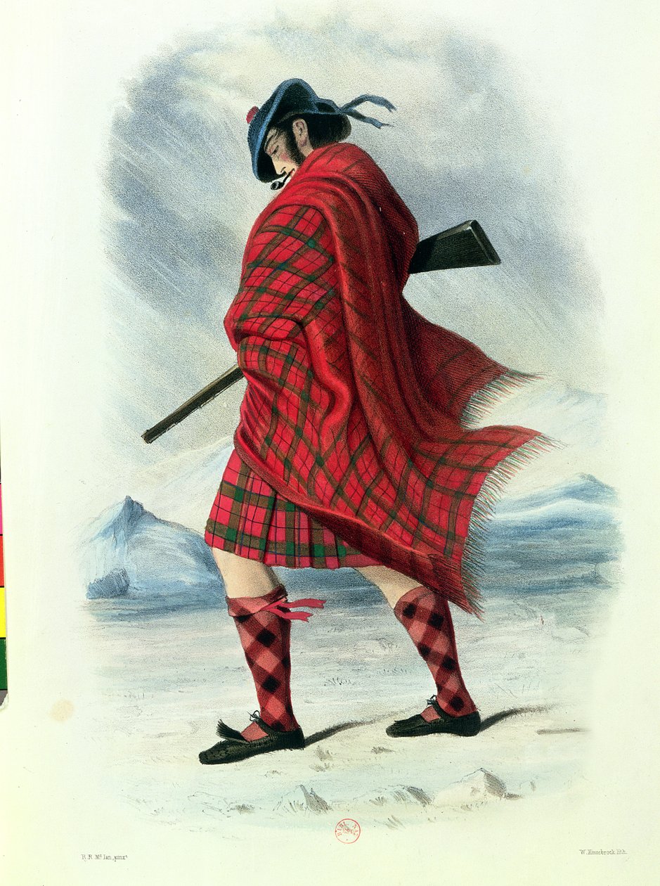 Scotsman in Highland Dress, graverad av W. Kinnebrock av Robert Ronald McIan