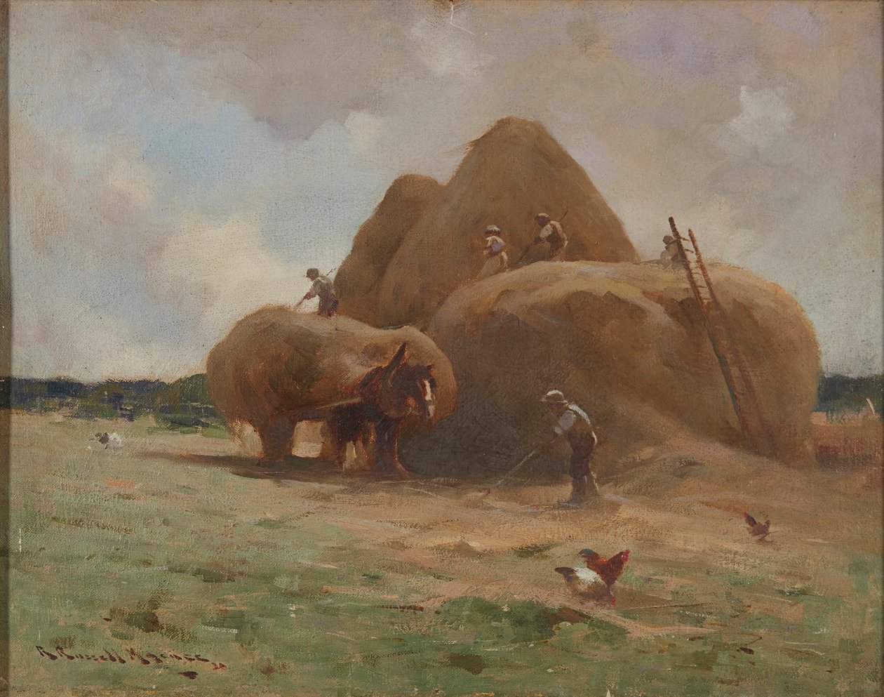 Gathering the Hay (olja på duk) av Robert Russell MacNee