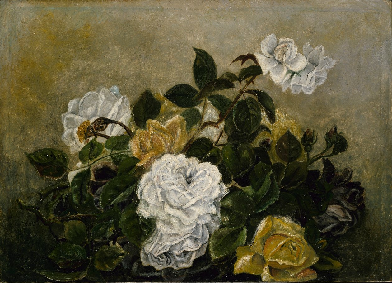 Rosor--Fantasifullt stilleben, Stilleben med rosor av Robert S. Duncanson