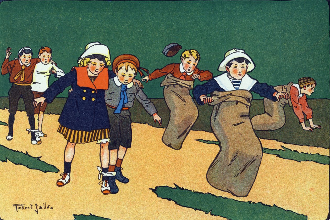Påsloppet. Gravering i "" Vad spelar vi? ”” av E. Weber med akvarellteckningar av Robert Salles (1871-1929). Librairie Garnier Freres, Paris av Robert Salles