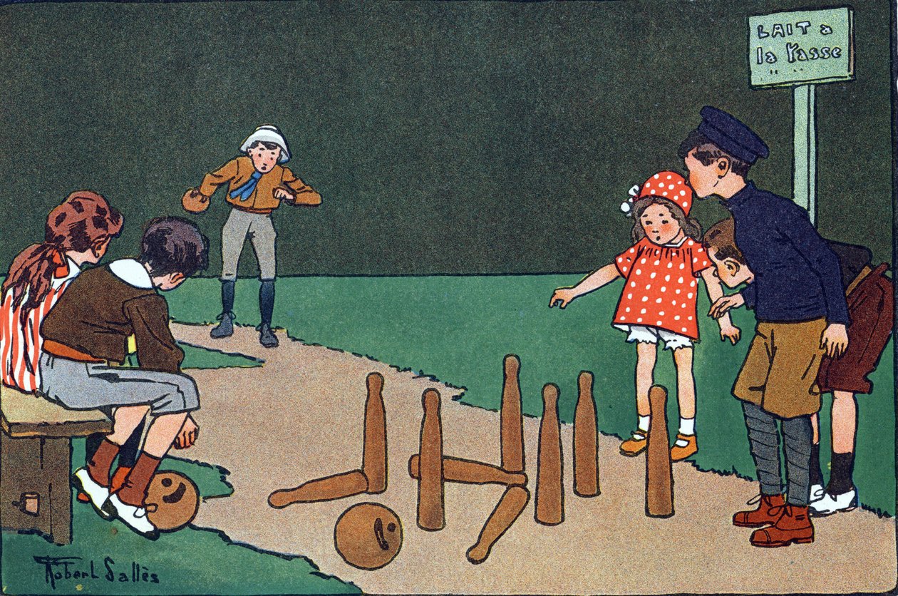Bowlinghallen. Gravering i "" Vad spelar vi? ”” av E. Weber med akvarellteckningar av Robert Salles (1871-1929). Librairie Garnier Freres, Paris av Robert Salles
