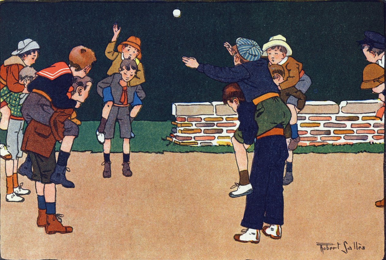 Kavaljerkulan. Gravering i "" Vad spelar vi? ”” av E. Weber med akvarellteckningar av Robert Salles (1871-1929). Librairie Garnier Freres, Paris av Robert Salles