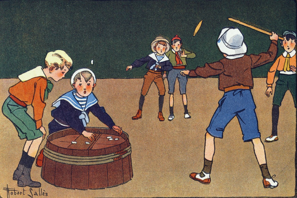 Osellets och quinet. Gravering i "" Vad spelar vi? ”” av E. Weber med akvarellteckningar av Robert Salles (1871-1929). Librairie Garnier Freres, Paris av Robert Salles