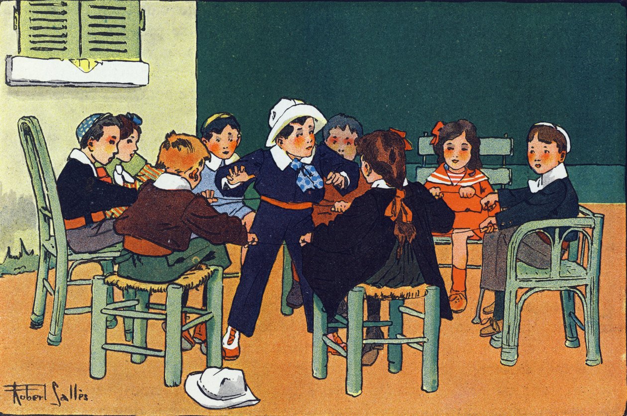 Till illern. Gravering i "" Vad spelar vi? ”” av E. Weber med akvarellteckningar av Robert Salles (1871-1929). Librairie Garnier Freres, Paris av Robert Salles
