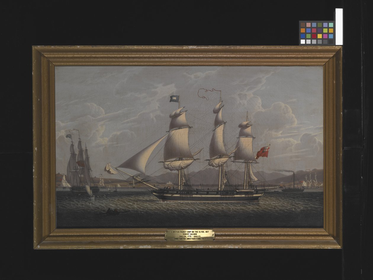 A British Packet Ship On The Clyde (キャンバスに油彩)スウェーデン語 av Robert Salmon