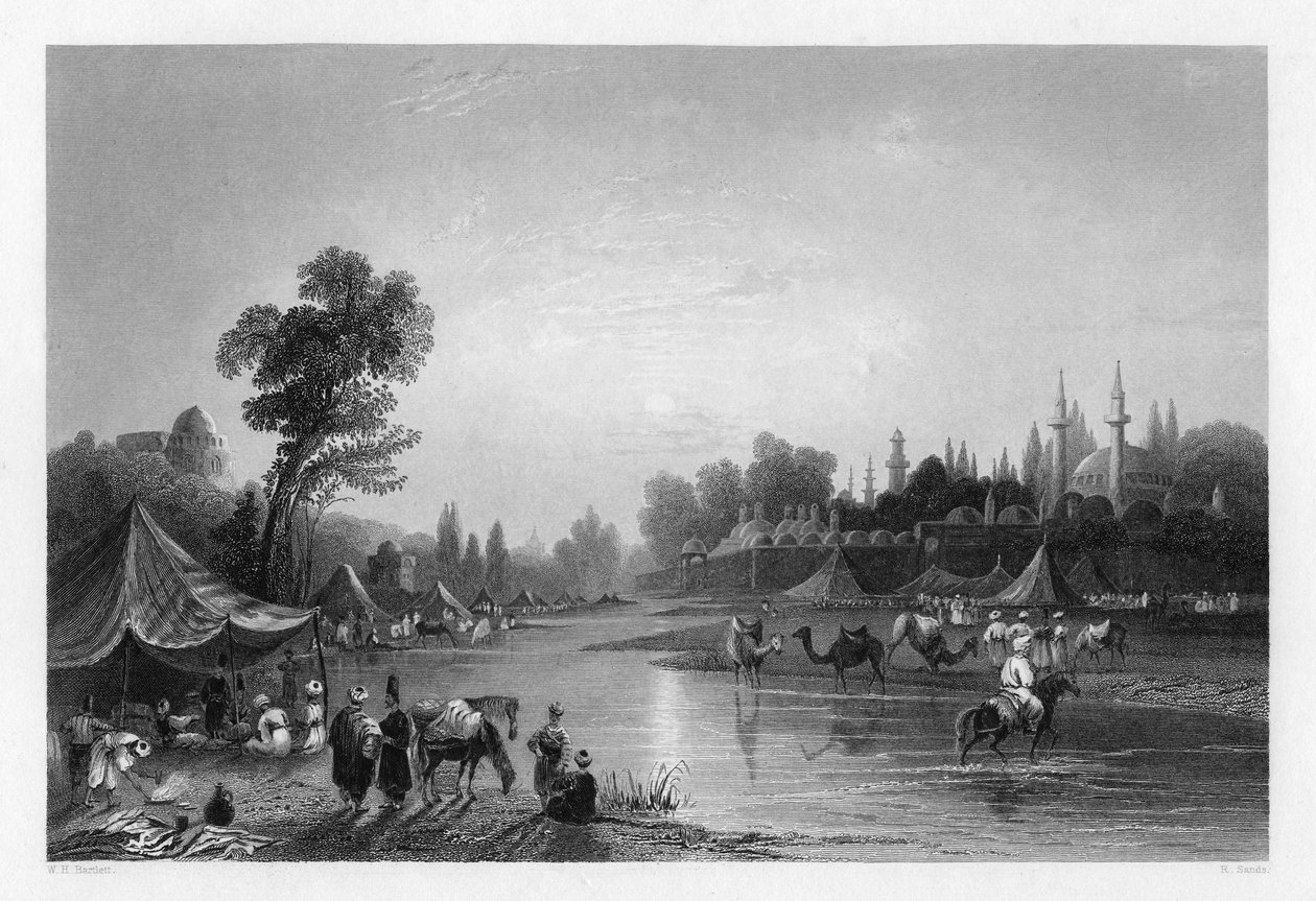 Barradafloden, det antika Pharpar, Damaskus, Syrien, 1841. av Robert Sands