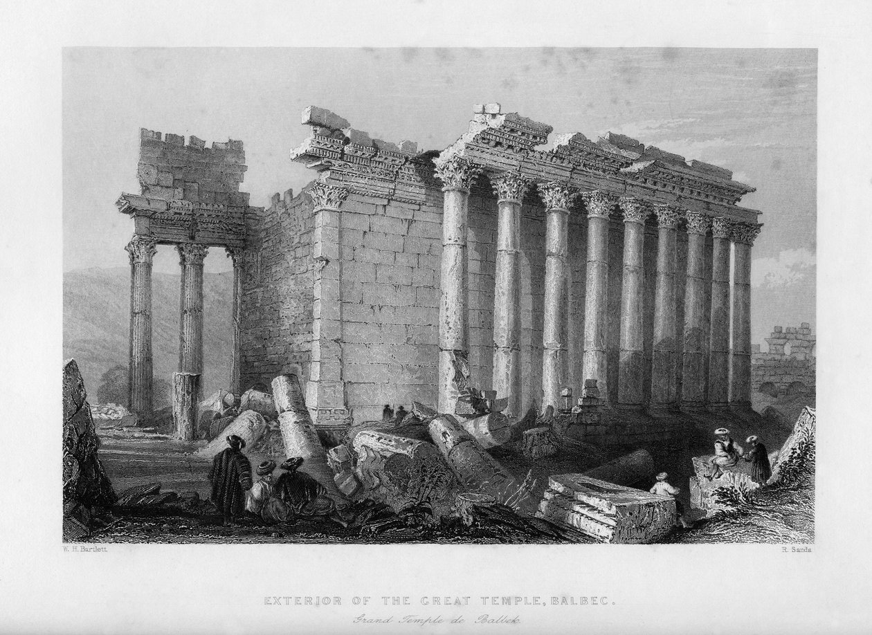 Det stora templet i Baalbec Heliopolis, Egypten, 1841. av Robert Sands