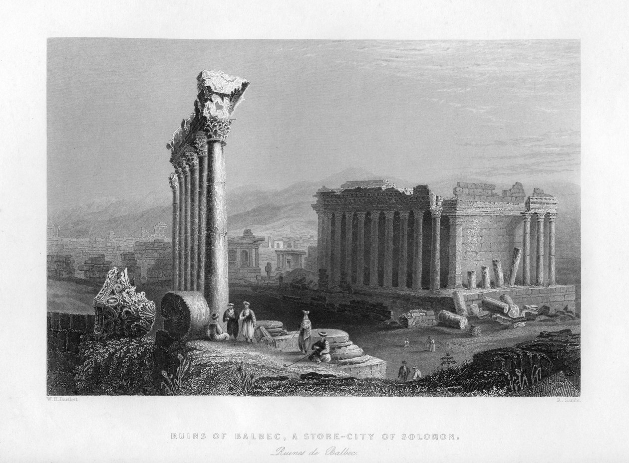 Det stora templet i Baalbec Heliopolis, Egypten, 1841. av Robert Sands