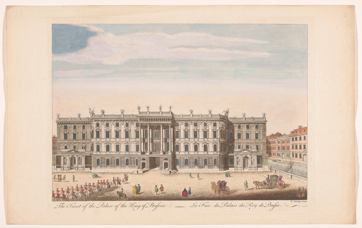 Vy över framsidan av Berliner Stadtschloss i Berlin Framsidan av palatset till kungen av Preussen (titel på objektet) av Robert Sayer (possibly)