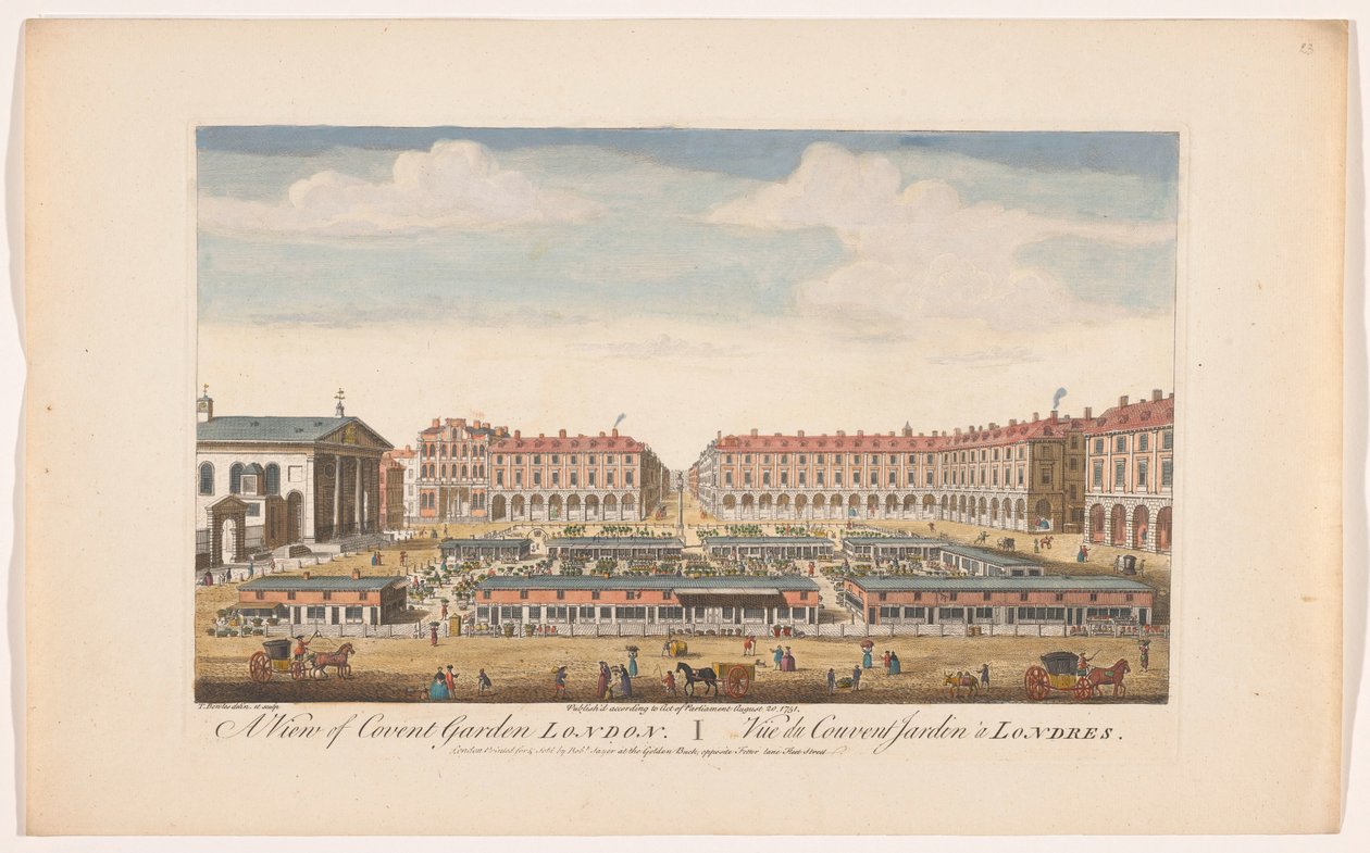 Vy över Covent Garden Market i London Utsikt över Covent Garden London (titel på objekt) London (serietitel) av Robert Sayer