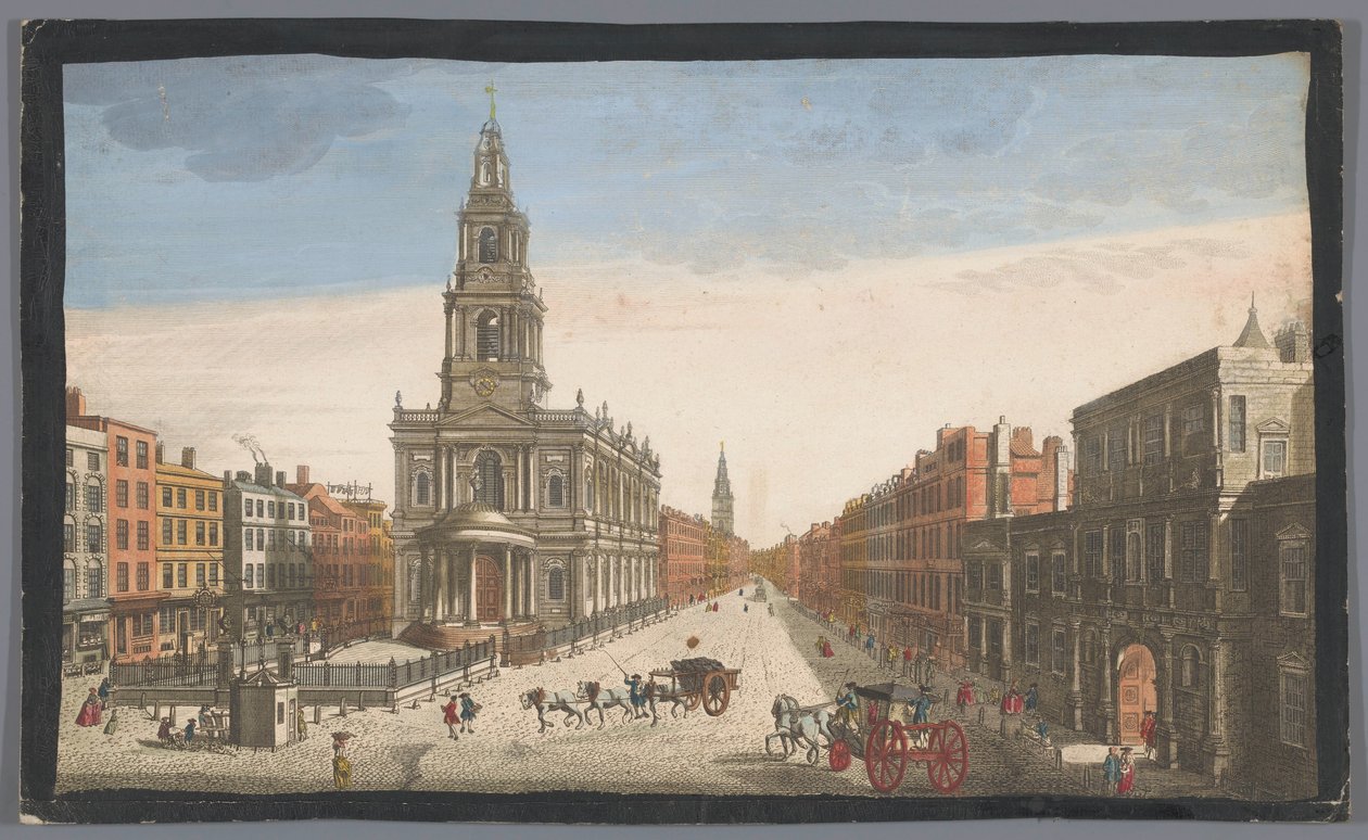 Utsikt över Somerset House och Saint Mary-le-Strand Church i London En vy av Somerset House, med St. Marys Church i Strand London (titel på objektet) London (serietitel) av Robert Sayer