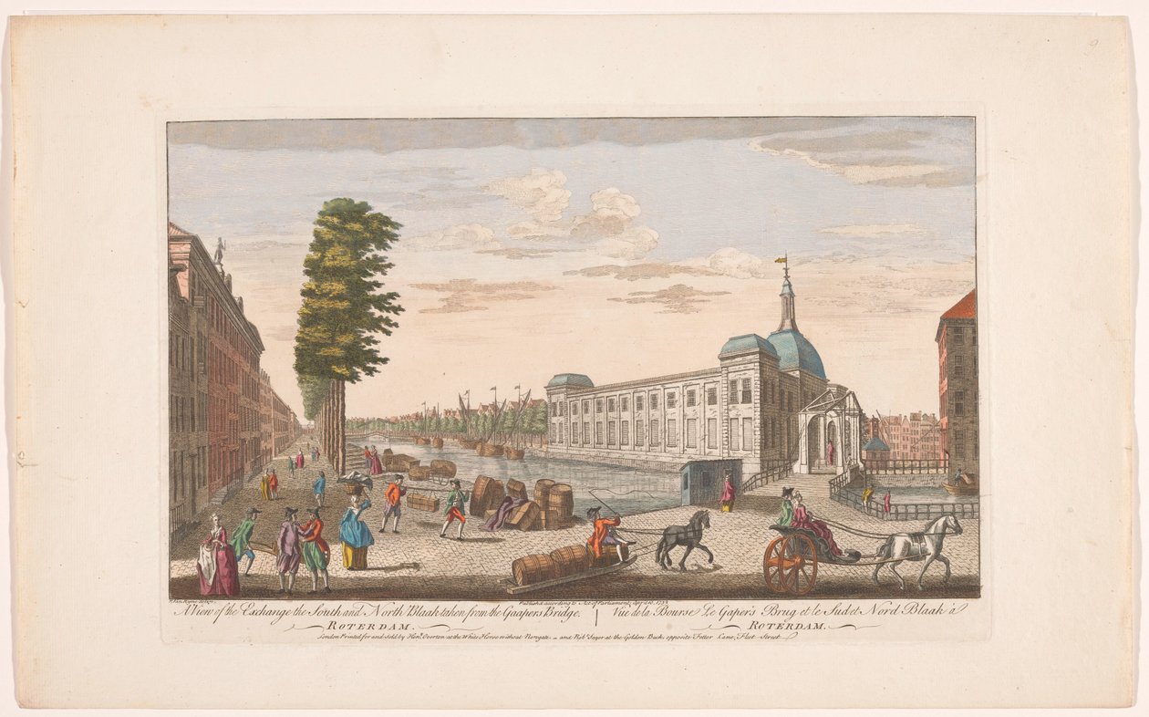 Gezicht op de Beurs te Rotterdam En vy av Exchange the South and North Blaak tagen från Gaapers Bridge (titel på objekt) Holland (serietitel) av Robert Sayer