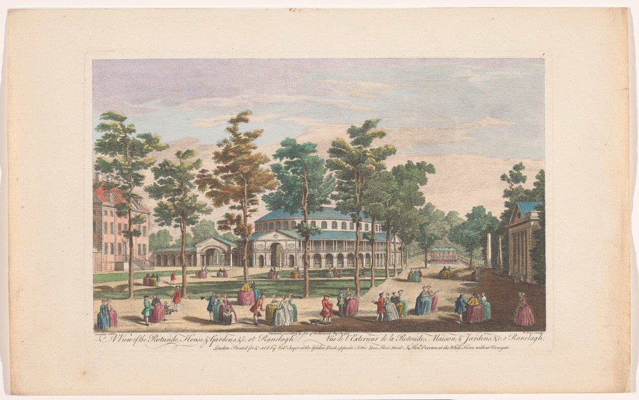 Utsikt över rotundan i Ranelagh Gardens i London Utsikt över Rotundo, House, & Gardens, etc. vid Ranelagh (titel på objekt) Ranelagh Gardens och Vauxhall Gardens (serietitel) av Robert Sayer
